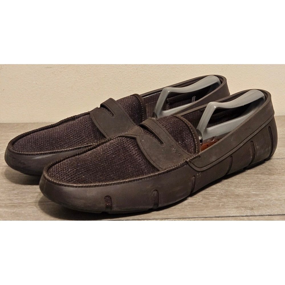 Swims Mens Knit Penny Loafer Brown Mesh Rubber Water Shoes Size 15 21201-022A